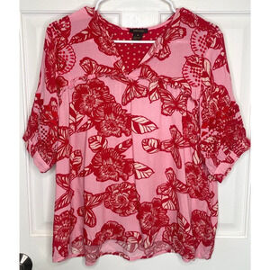 Anthropologie Vineet Bahl Women's Embroidered Blouse Sz M Ruffle Boho Floral
